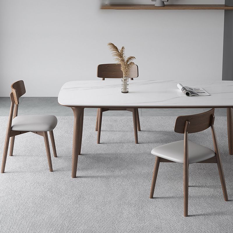 Modern Sintered Stone Top Dining Set Rectangle 1/3/4/5/7 Pieces wooden Table Set