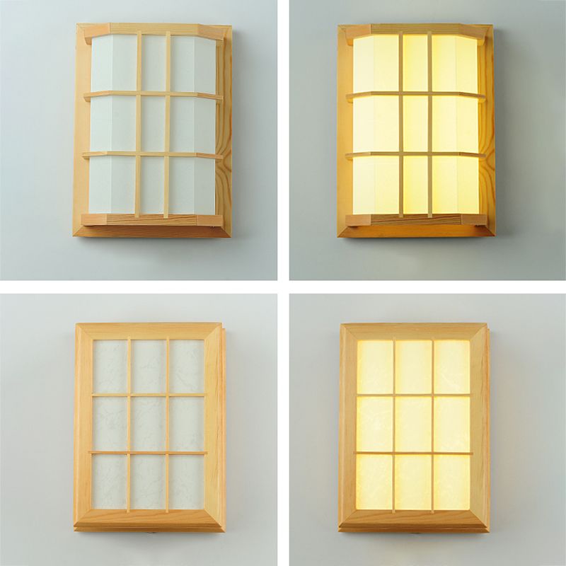 Modern Style Wall Mount Light 1-Light LED Wooden Wall Sconce Light for Living Room