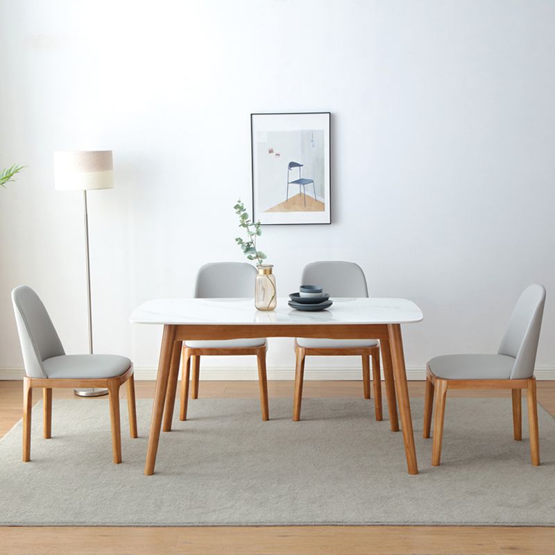 Stone Dining Table Traditional Luxury Dining Table with Solid Wood Base