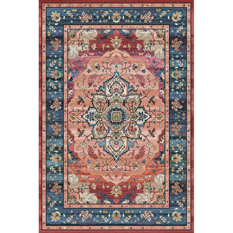 Moroccan Medallion Pattern Carpet Polyester Area Rug Stain Resistant Indoor Rug for Living Room