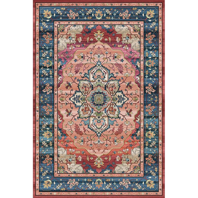 Moroccan Medallion Pattern Carpet Polyester Area Rug Stain Resistant Indoor Rug for Living Room