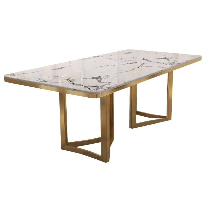 Metal Traditional Luxury Rectangle Indoor Table Sintered Stone Top Table for Dining Room