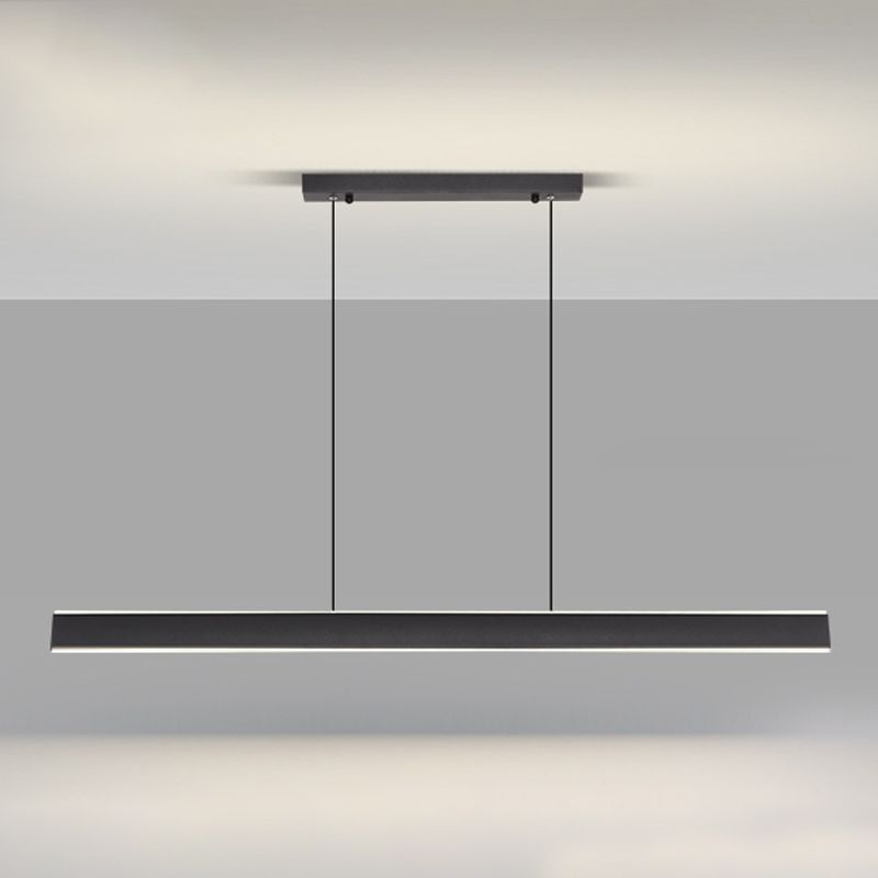 Linear Black Pendant Lighting Modern Metal Island Lighting for Dining Room
