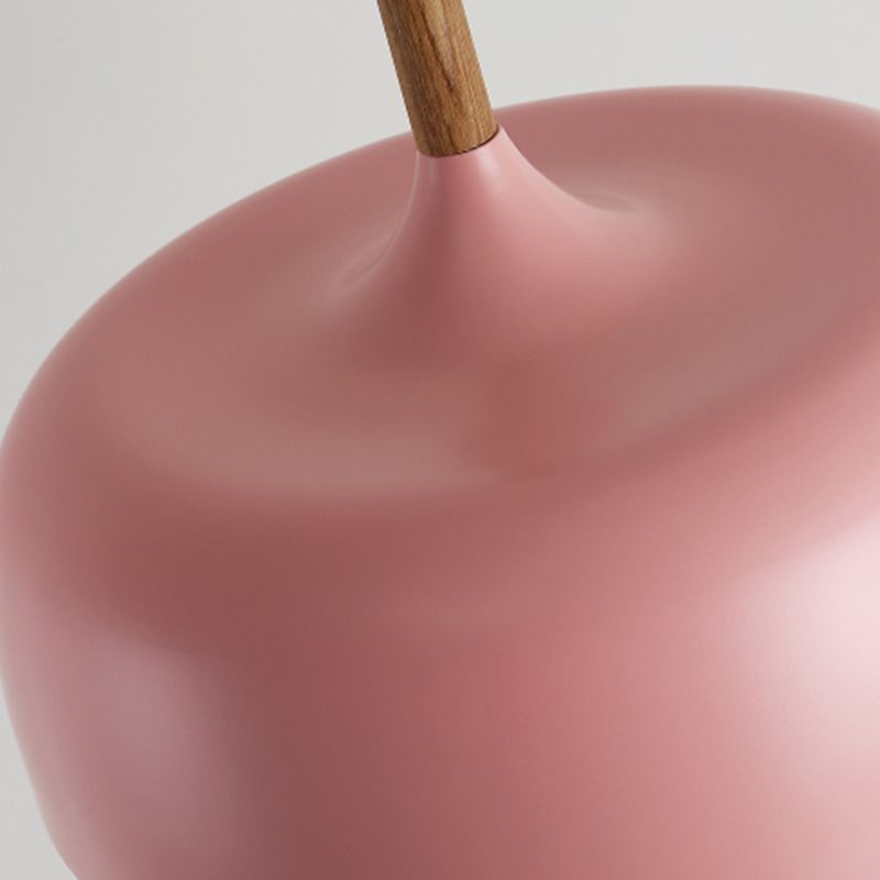 Wooden Macaron Pendant Light in Modern Creative Style Wrought Iron Dome Hanging Lamp for Dining Room