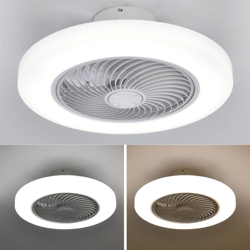 Acryl weiße LED -Deckenventilatoren im modernen prägnanten Stil Eisen kreisförmiger Flush -Mount für Schlafzimmer