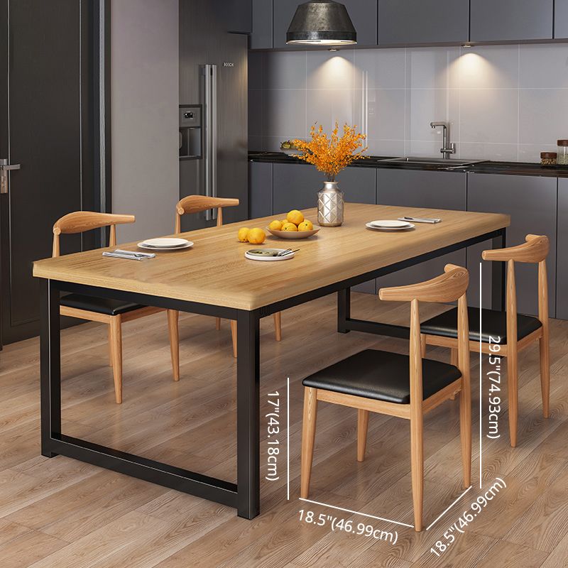 Contemporary Style Rectangular MDF Dining Set Dining Table with Metal Trestle Base