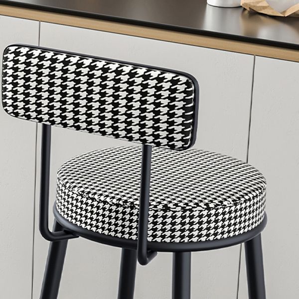 Modern Armless Backrest Counter Stool Iron Kitchen Bar Stool with Velvet Cushion and Pedal
