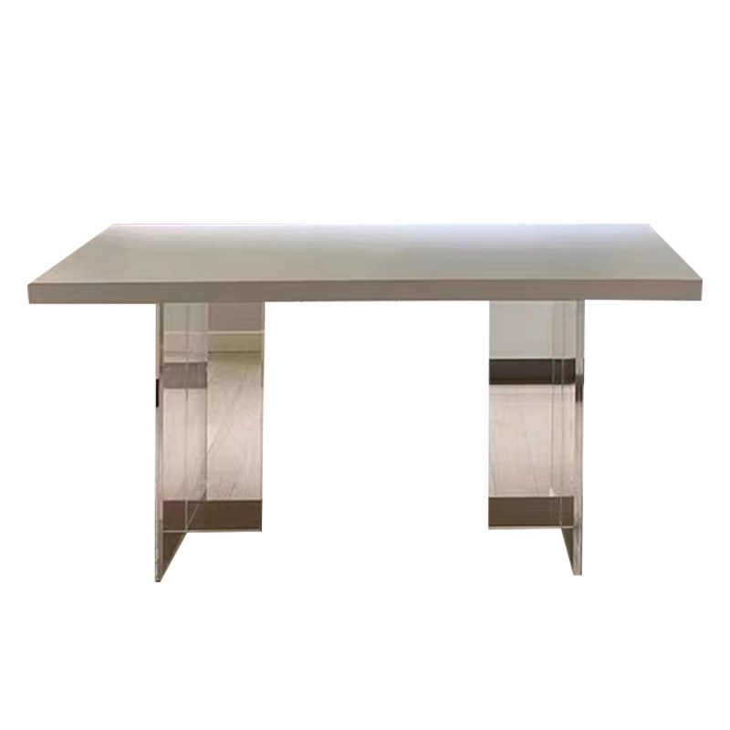 Rectangle Wood Top Dining Table Acrylic Base Modern Dining Table for Living Room