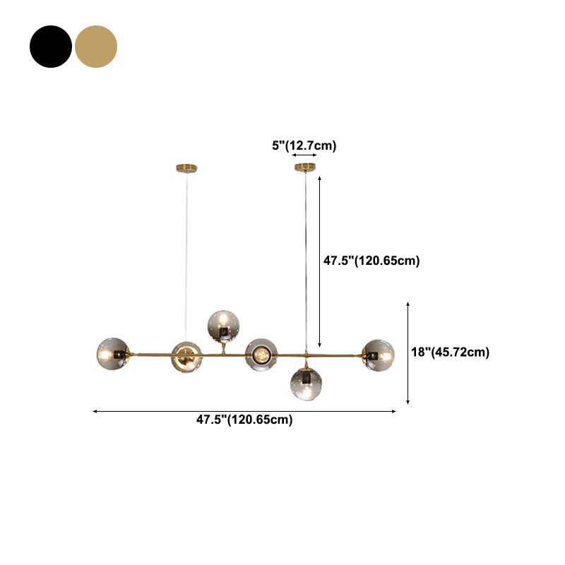 Modern Style Hanging Island Light Glass Ball Hanging Lighting Fixture for Dining Room