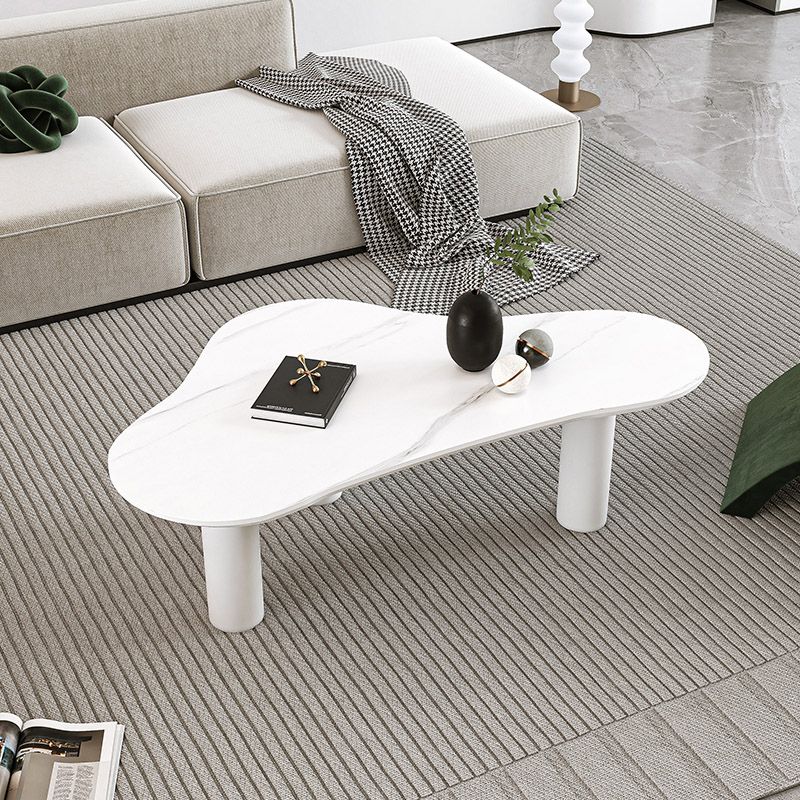 Contemporary Stone Geometric Coffee Table 3 Legs Coffee Cocktail Table