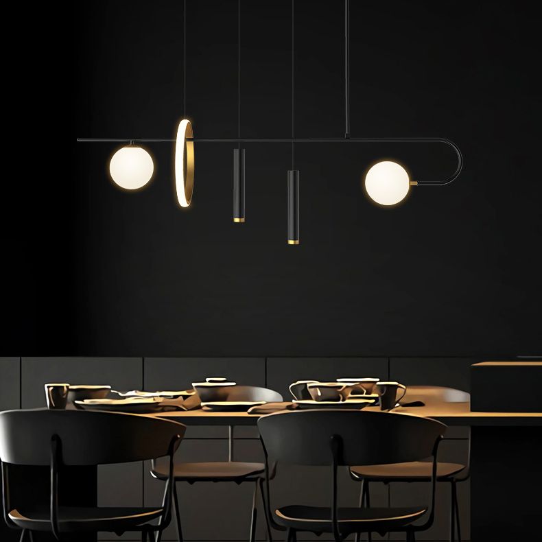 Modernism 5-Light Black Ceiling Light Metal Kitchen Island Lighting
