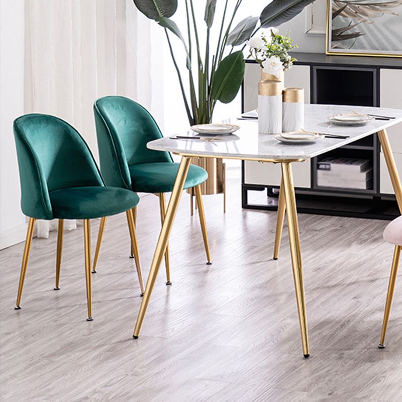 Glam Dining Side Chairs for Home Use Cushioned Armless Chair with Gold Legs