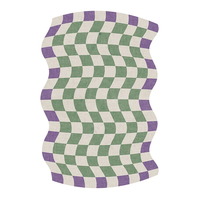 Fancy Modern Carpet Plaid Pattern Polyester Area Rug Stain Resistant Rug for Home Decor