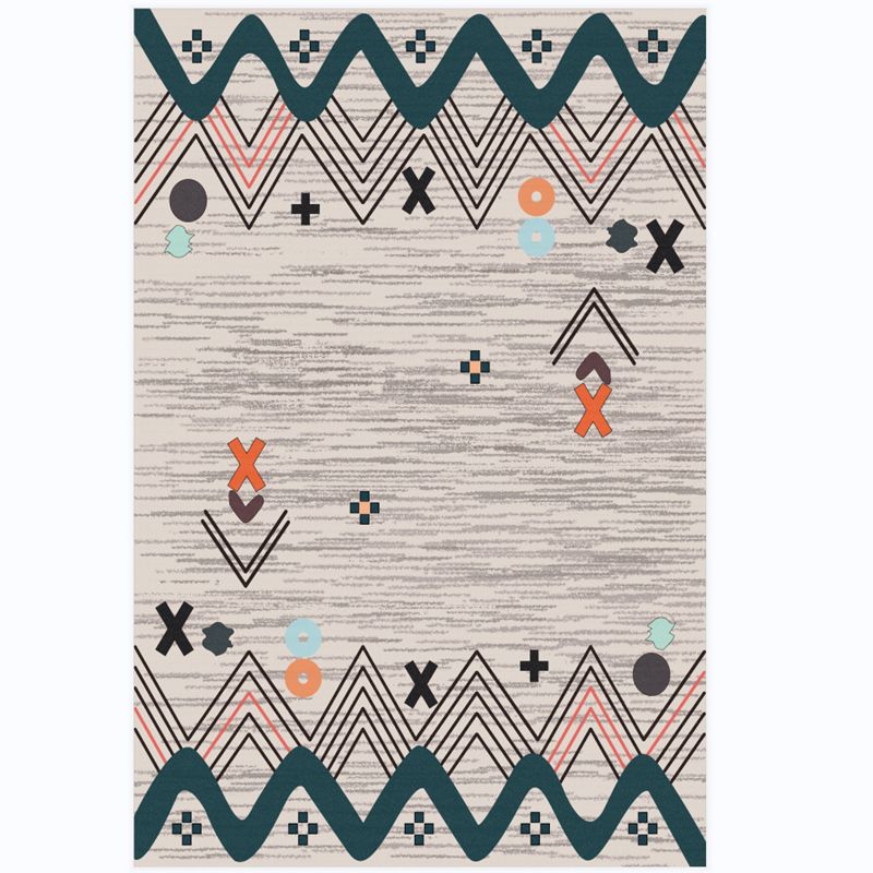 Traditional Morocco Area Carpet Tribal Pattern Polyester Area Rug Stain Resistant Rug for Home Decor