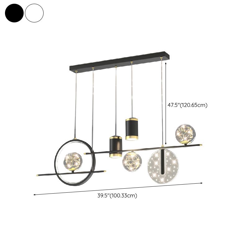 Modern Metal Ceiling Light Circle Shape Island Light with Plastic Shade for Living Room