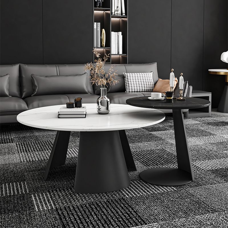 Modern Fixed Top Coffee Table Round Steel Abstract Cocktail Table