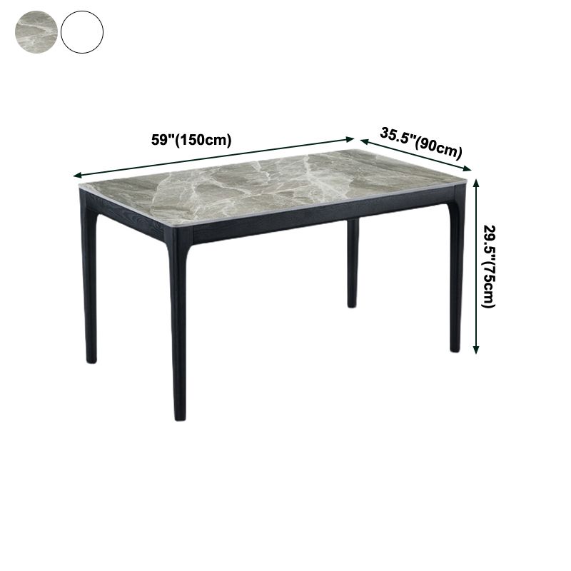 Rectangle Mid-Century Modern Dining Table Two-Color Fixed Table with Sintered Stone