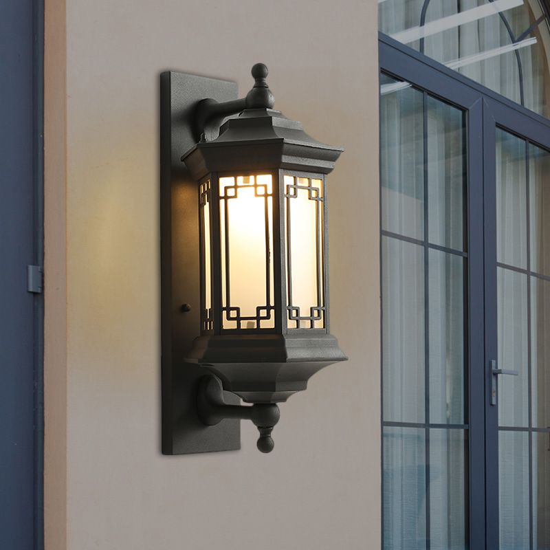 Opaline Glass Black Wall Lighting Ideas Lantern Single Head Classic Flush Wall Sconce