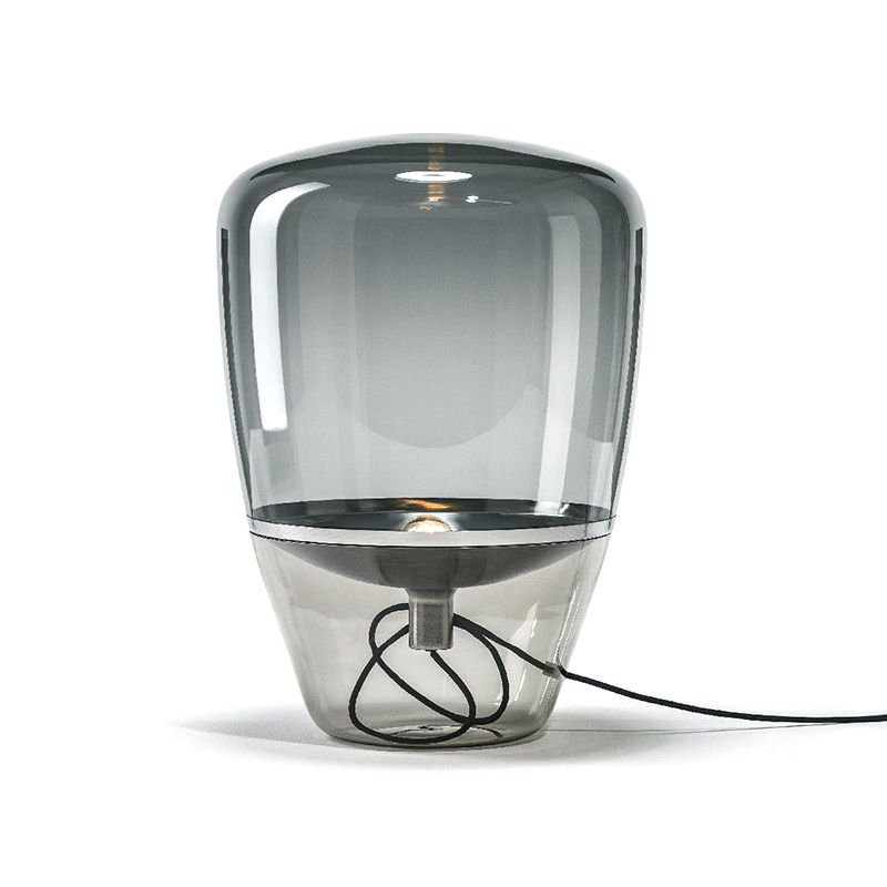 Lampada da notte triangolare in vetro trasparente/fumé/cognac, postmoderna, a 1 testa, con paralume interno per piattino, in nero/ottone