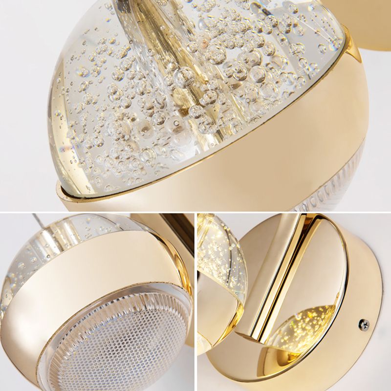 Crystal Spherical Wall Light Sconce Minimalist Gold Finish Wall Light for Bedroom