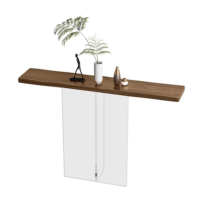 Solid Wood Rectangle Console Table 29.53-inch Tall End Table with Acrylic Leg