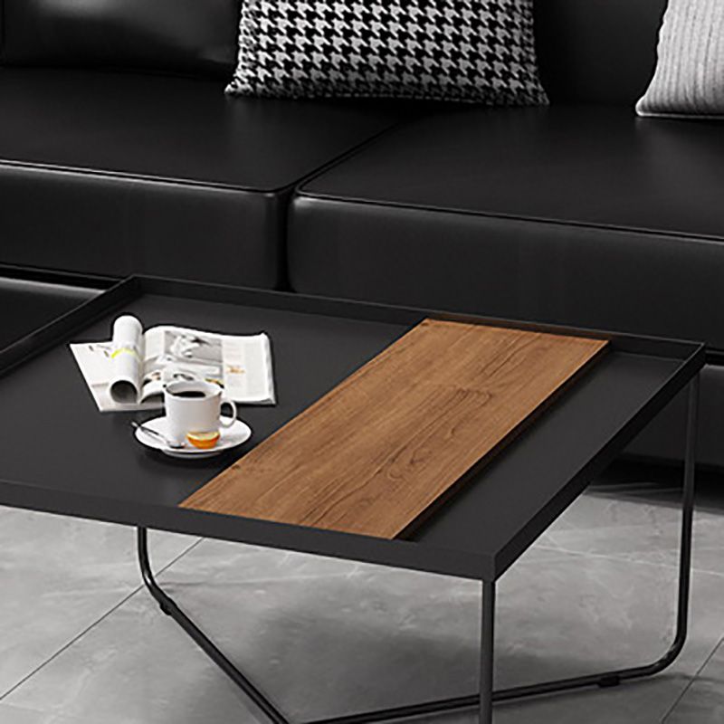 Cross Legs Coffee Table Black Iron Coffee Cocktail Table with Tray Top
