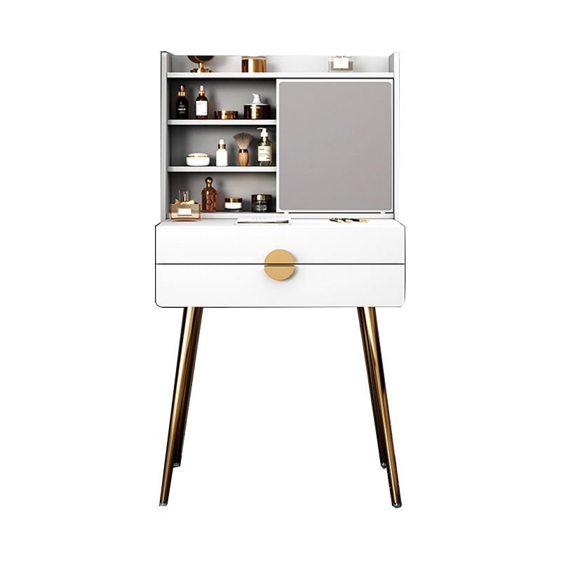 Contemporary Wood Makeup Vanity Set 2-Drawer Dressing Table With Mirror