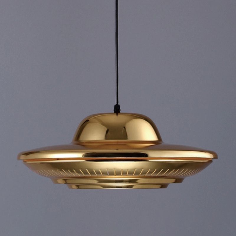Modern Saucer Pendant Lighting Fixture Metal 16"/18" Wide 1 Light Dining Room Hanging Light Kit in Gold