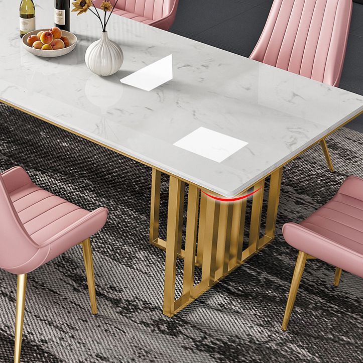 Metal Traditional Luxury Rectangle Table Sintered Stone Indoor Table for Kitchen and Dining Room