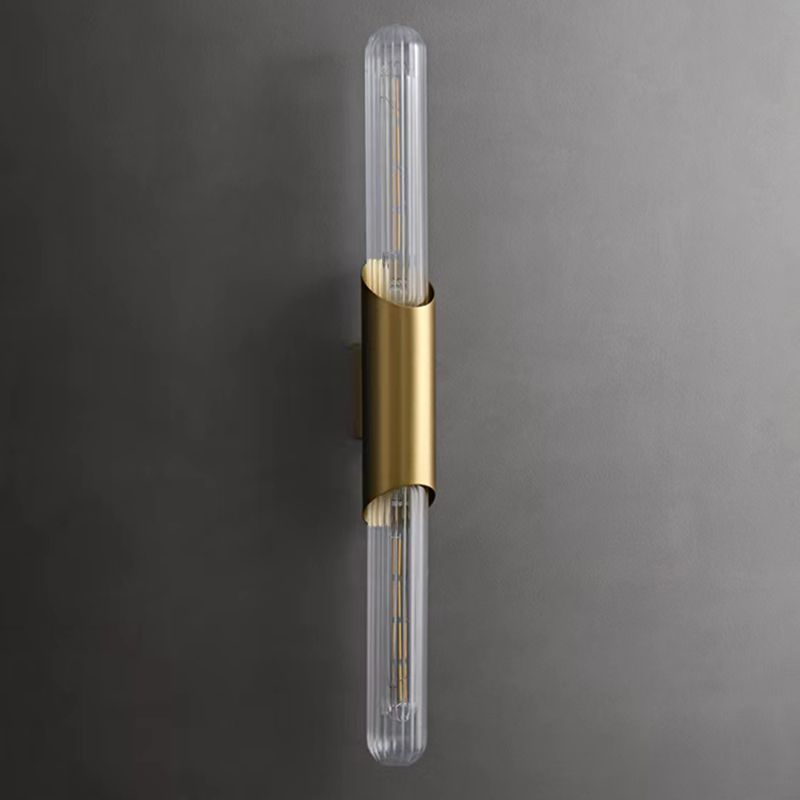 Linear Shape Metal Vanity Sconce Light Modern Style 2-Lights Vanity Mirror Lights in Gold