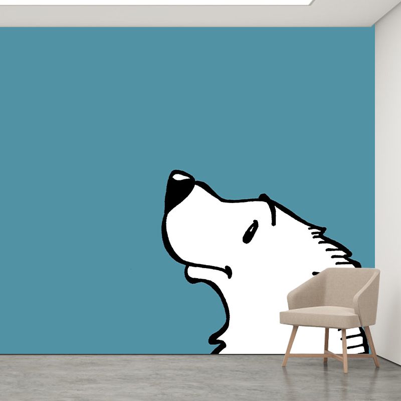 Cartoon Animals Resistant Mural Wallpaper Environment Friendly Sleeping Room Wall Mural