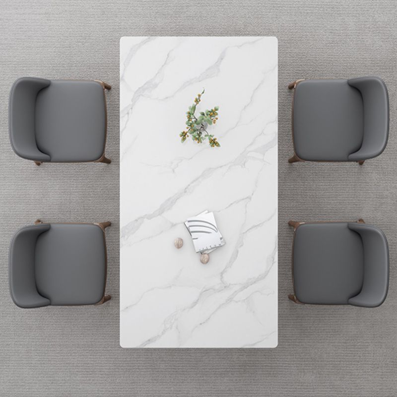 Modern Style 1/2/4/7 Pieces Dining Room Table Rectangle Stone Furniture in White