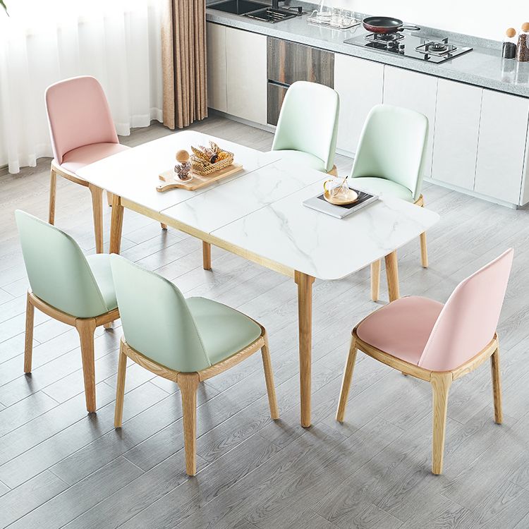 Minimalist Sintered Stone Dining Table White Extendable Dining Table for Kitchen
