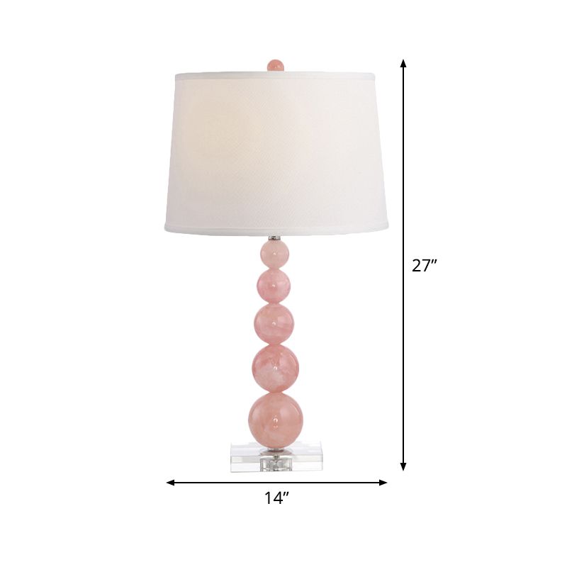 Contemporáneo 1 lámpara de noche de bombilla de lámpara rosa lectura de barril luz de libro con sombra de tela