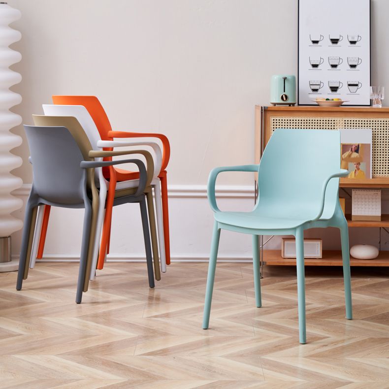 Contemporary Style Chair Metal Solid Back Dining Chair for Indoor
