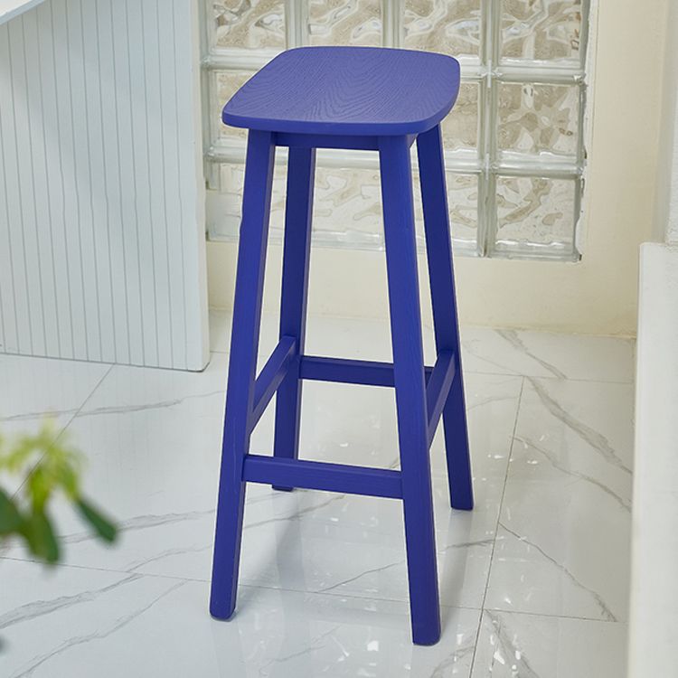 Industrial Style Bar-height Ash Solid Wood Backless Bar Stool