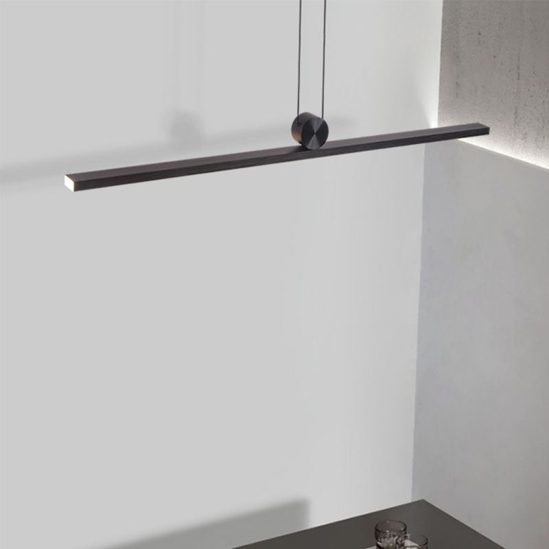 Black Island Hanging Light LED Island Light with Acrylic Shade for Dining Room