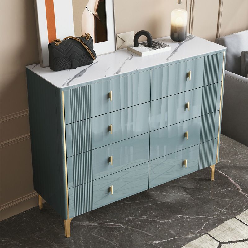 16" W Horizontal Double Dresser Bedroom Slate Top Storage Chest with Drawers