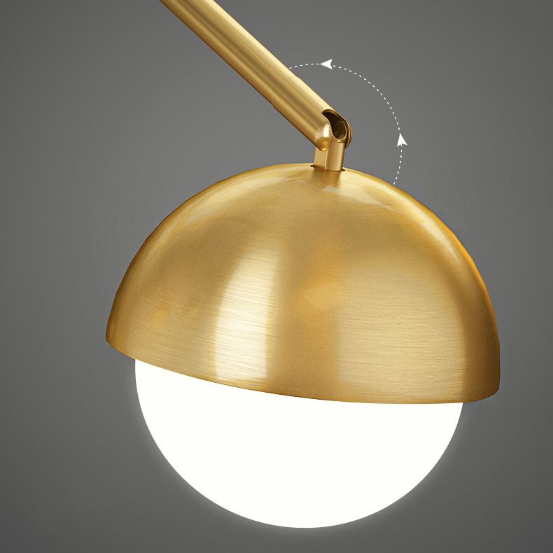 Postmodern Sputnik Chandelier Metal Living Room Pendant Light with White Glass Shade