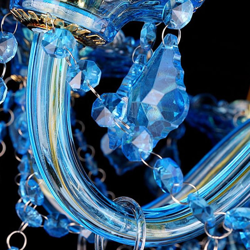 Candelabra blu/Bell Lightier Light Modernism 8/18 teste Luce a sospensione cristallina in vetro smussati con tonalità/ombre, 28 "/37,5" w