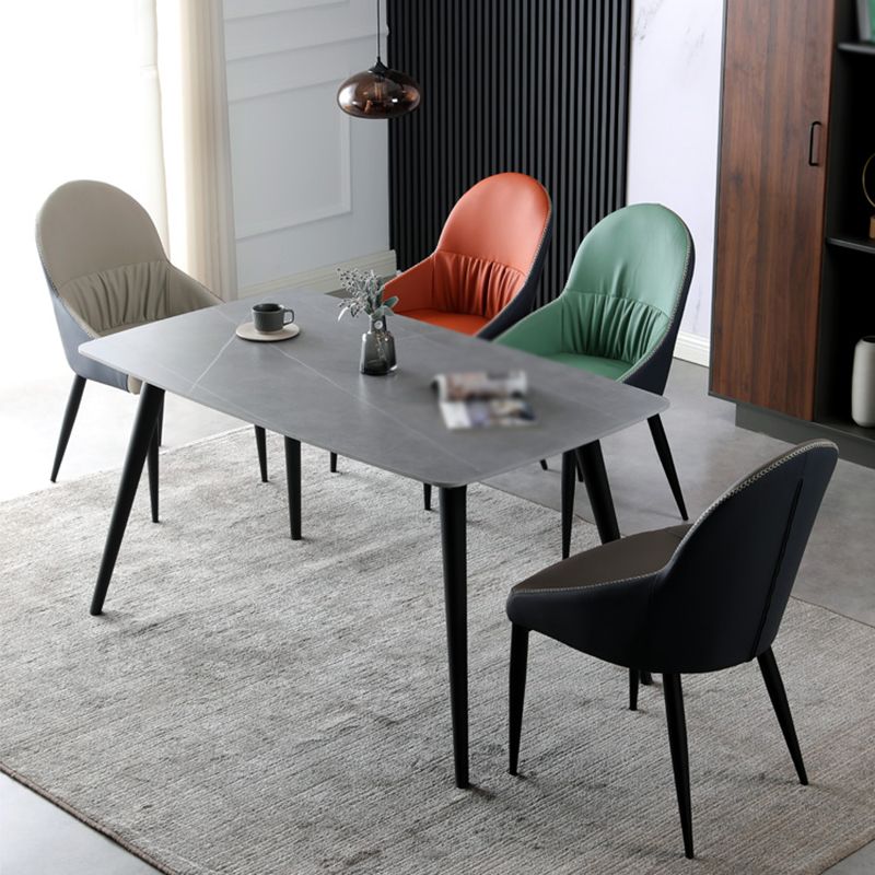 Modern Indoor Upholstered Side Chair Faux Leather Side Chair with Metal Legs