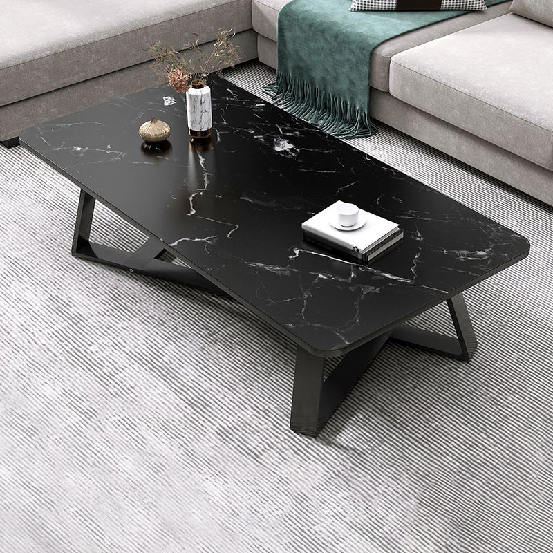 Cross Table Base Design Rectangular Faux Wood Table Ornate Style Coffee Table