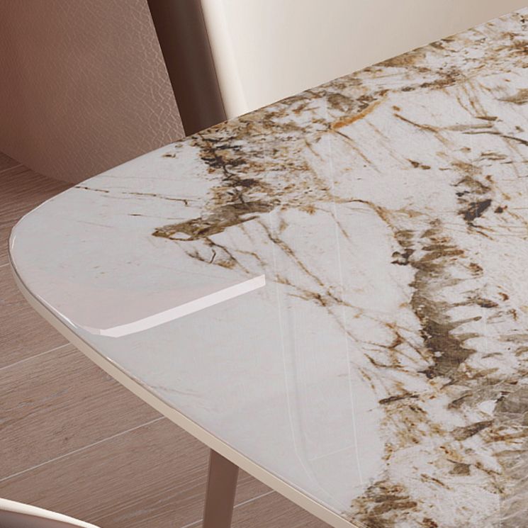 Rectangular Dining Table White Stone Table Top for Dining Room