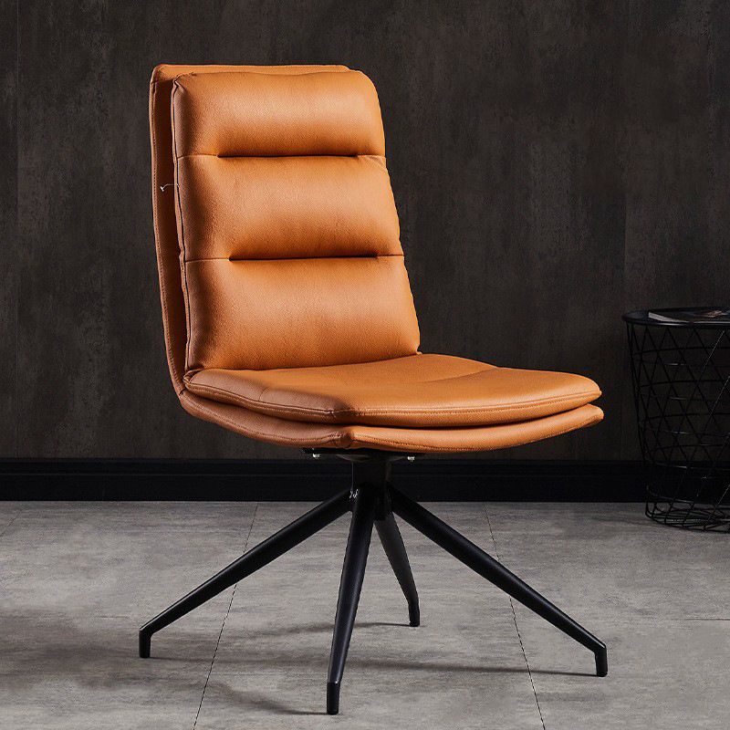 Contemporary Dining Room Side Chairs Matte Finish Leather Parsons Armless Chair