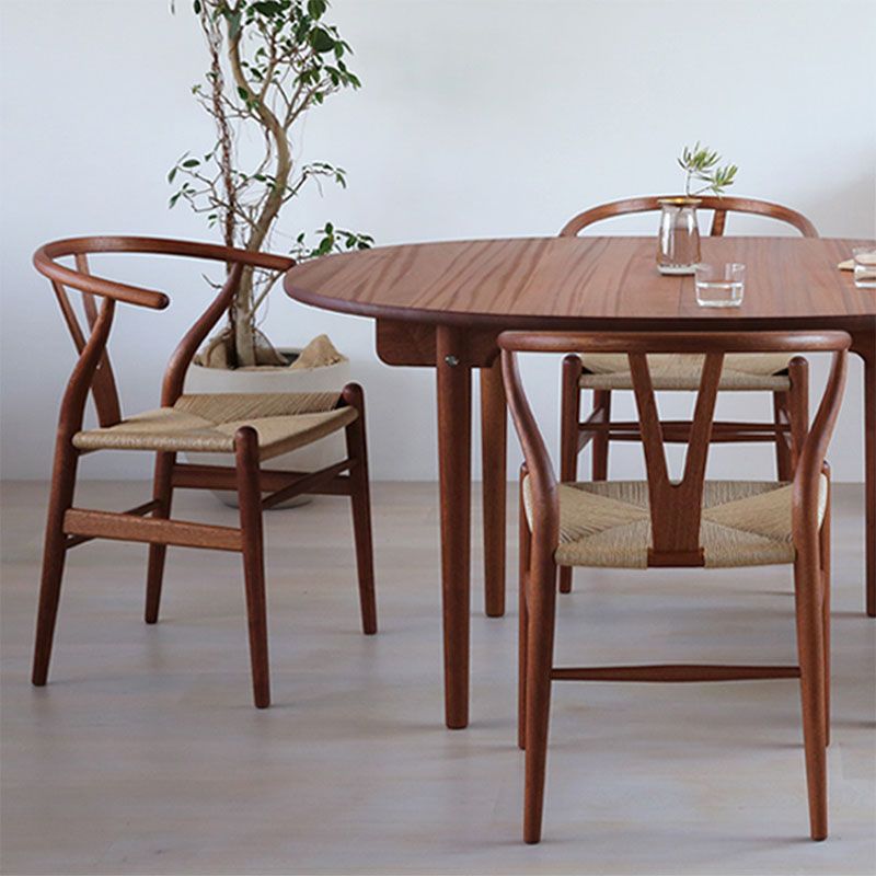 Contemporary Wood Dining Room Chair Wicker Single Dining Chair for Home Use