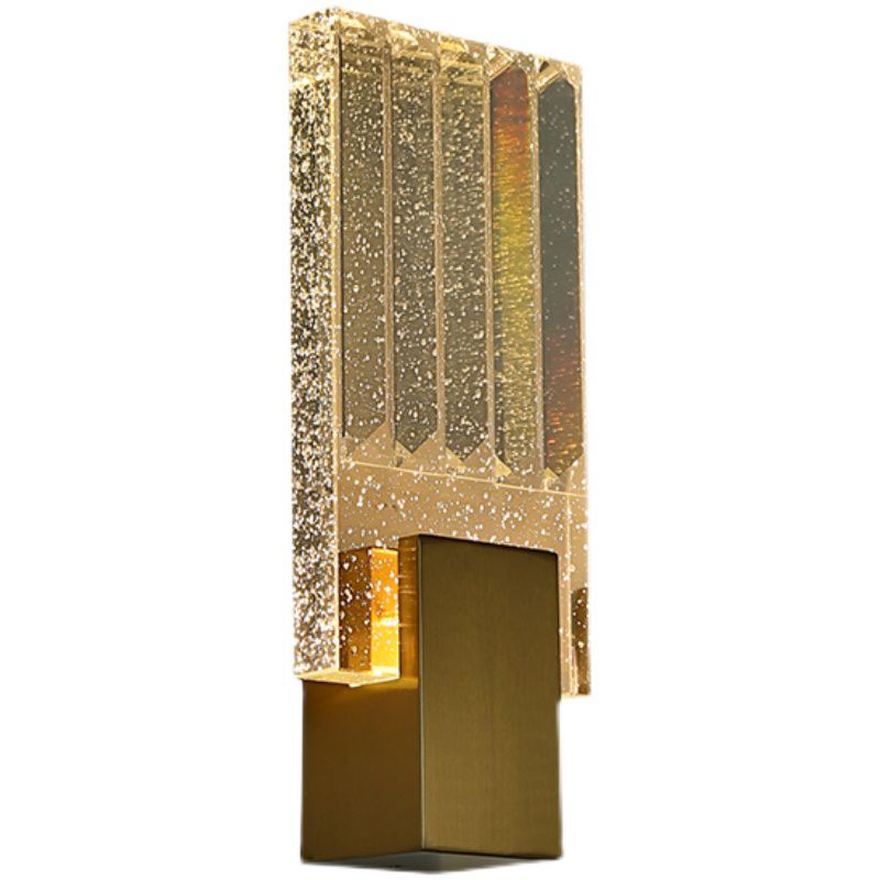 Bobble Crystal Rectangular LED SCONCE Postmodern Brass Wall Lighting per camera da letto