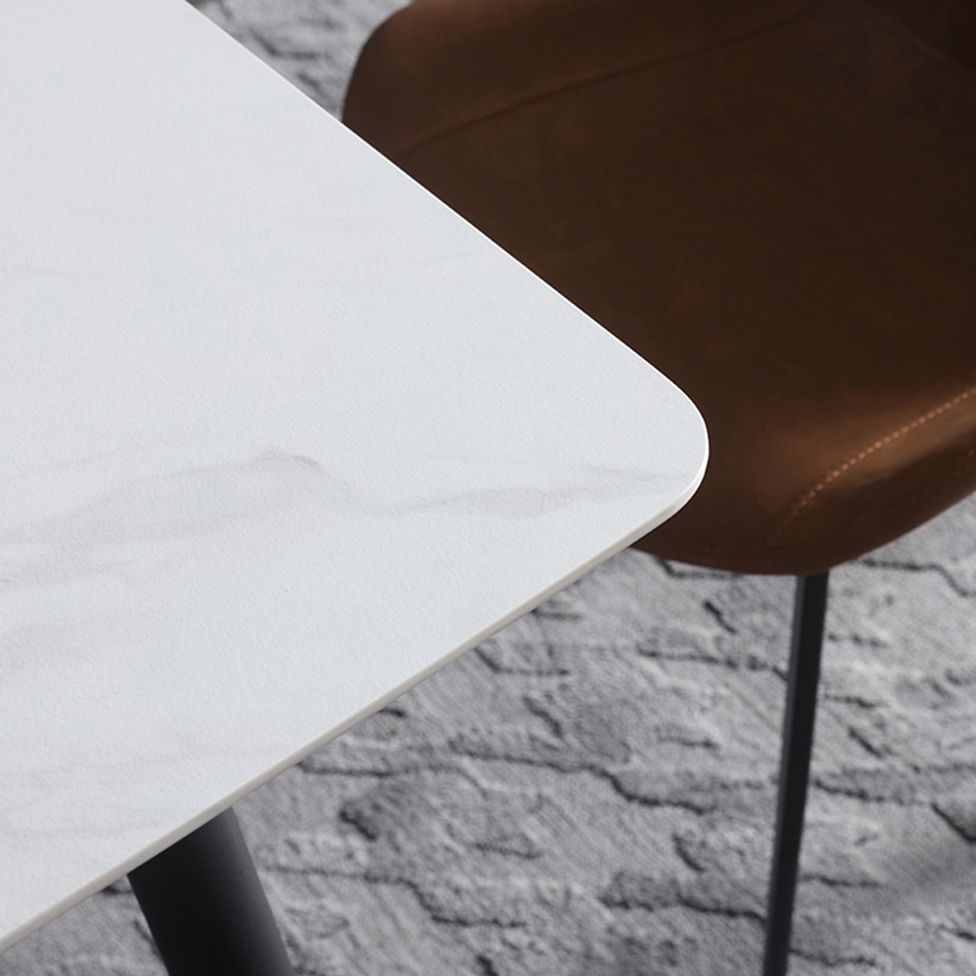 Metal Industrial Rectangle Dining Table Sintered Stone Top Table with Legs