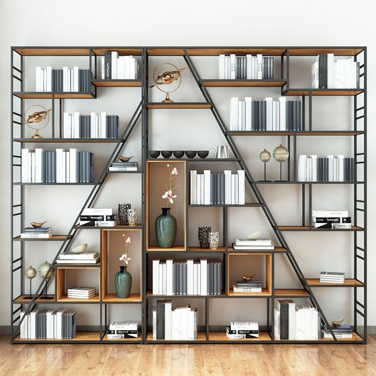 9.84"W 78.74"H Bookcase Industrial Style Open Back Bookcase for Study Room Home Office