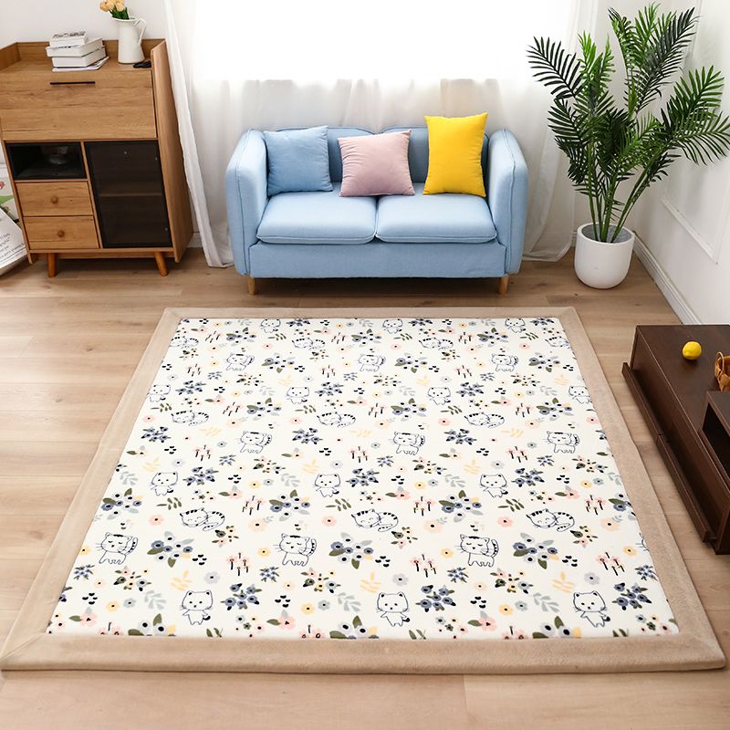 Rapier de salon bleu motif graphique Polyester Area Tapis Tache-teinture Résistant Washable Tapis