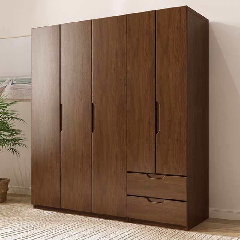 Solid Wood Wardrobe Armoire Contemporary Brown Storage Cabinet